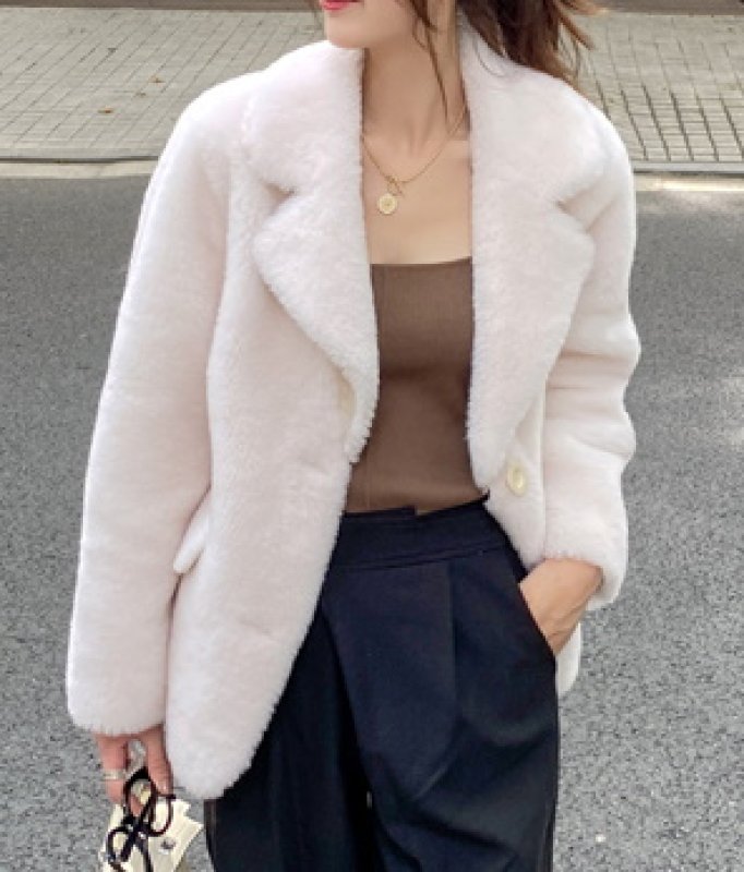 画像4: sheep shearing lamb fur tailored jacket Coat   シープシャーリングラムテーラードジャケットコート (4)