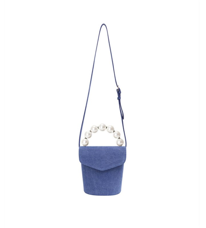 画像5: portable pearl denim bucket bag ToteBag 　ポータブルパールデニムバケットバットートショルダーバック  (5)