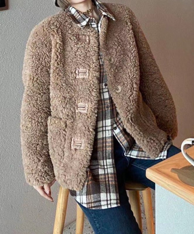 画像8: lamb fur jacket Coat   シープ羊毛ハーフコート　ジャケット (8)