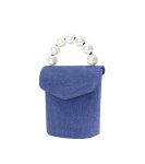 画像2: portable pearl denim bucket bag ToteBag 　ポータブルパールデニムバケットバットートショルダーバック  (2)
