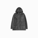 画像7: lamb wool velcro pocket loose hooded cotton jacket men and womenユニセックス 男女兼用ラムウールフリースベルクロジャケット ブルゾン (7)