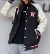 画像4:  NY embroidery loose stitching baseball uniform jacket men and women loose baseball uniform　ユニセックス 男女兼用NY スタジアムジャンパー スタジャン MA-1 ボンバー ジャケット ブルゾン (4)