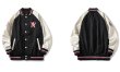 画像2:  NY embroidery loose stitching baseball uniform jacket men and women loose baseball uniform　ユニセックス 男女兼用NY スタジアムジャンパー スタジャン MA-1 ボンバー ジャケット ブルゾン (2)