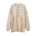 画像4: Irregular half-section folds to wear front short and back long sweater 　イレギュラーハーフセクションフロントショートバックロングセータースプリットプルオーバー (4)