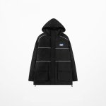 画像3:  Handsome padded jacket wind padded coat jacket ユニセックス 男女兼用バックロゴ入りポケットコートジャケット ブルゾン (3)