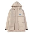 画像1:  Handsome padded jacket wind padded coat jacket ユニセックス 男女兼用バックロゴ入りポケットコートジャケット ブルゾン (1)