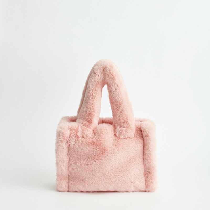 画像4:  plush lamb hair tote bag  Tote Bag 　ファートートショルダーショッピングバック  (4)