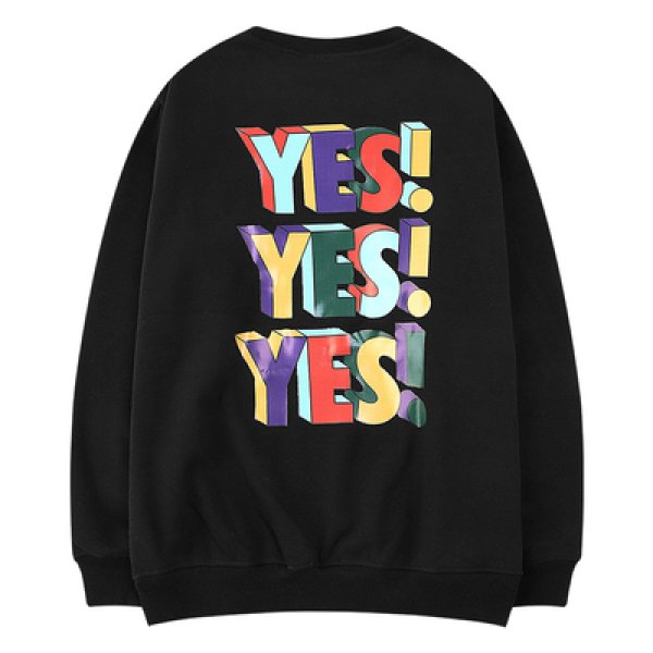 画像1: yes! print pullover Loose Pullover Sweat  　yes!yes!yes!ロゴルーズトレーナー 男女兼用　ユニセックス (1)