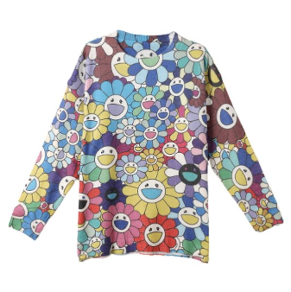 画像1: Oversized Sunflower camouflage Pullover Sweater オーバーサイズ サンフラワー セーター (1)