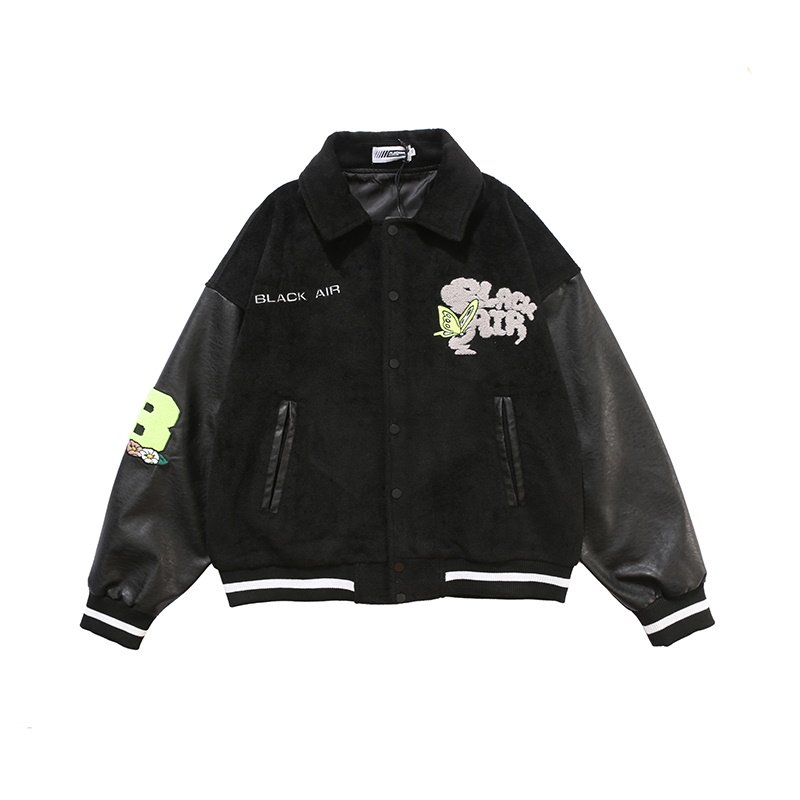 画像2: NAGRI Hip hop Baseball uniform loose Blouson stadium jumper jacket men and women ユニセックス 男女兼用オーバーサイズラビット刺繍ジャンパー スタジャン MA-1 ボンバー ジャケット ブルゾン (2)