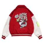 画像8: NAGRI Hip hop Baseball uniform loose Blouson stadium jumper jacket men and women　ユニセックス 男女兼用オーバーサイズラビット刺繍ジャンパー スタジャン MA-1 ボンバー ジャケット ブルゾン (8)