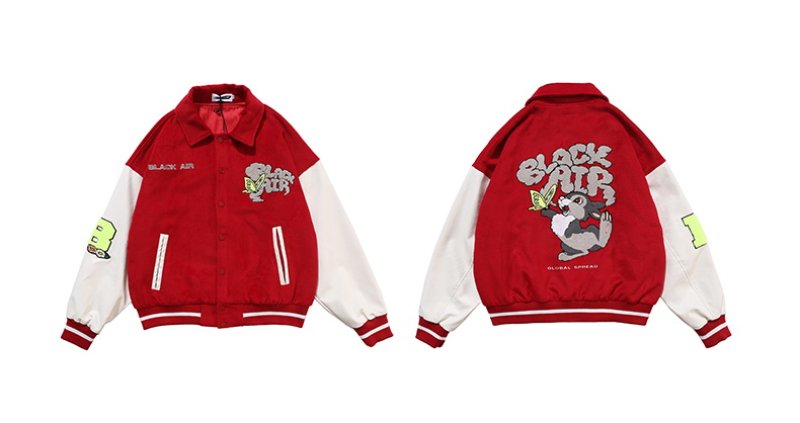 画像12: NAGRI Hip hop Baseball uniform loose Blouson stadium jumper jacket men and women ユニセックス 男女兼用オーバーサイズラビット刺繍ジャンパー スタジャン MA-1 ボンバー ジャケット ブルゾン (12)