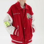 画像7: NAGRI Hip hop Baseball uniform loose Blouson stadium jumper jacket men and women　ユニセックス 男女兼用オーバーサイズラビット刺繍ジャンパー スタジャン MA-1 ボンバー ジャケット ブルゾン (7)