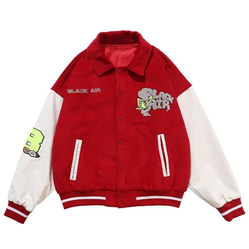 画像6: NAGRI Hip hop Baseball uniform loose Blouson stadium jumper jacket men and women ユニセックス 男女兼用オーバーサイズラビット刺繍ジャンパー スタジャン MA-1 ボンバー ジャケット ブルゾン (6)