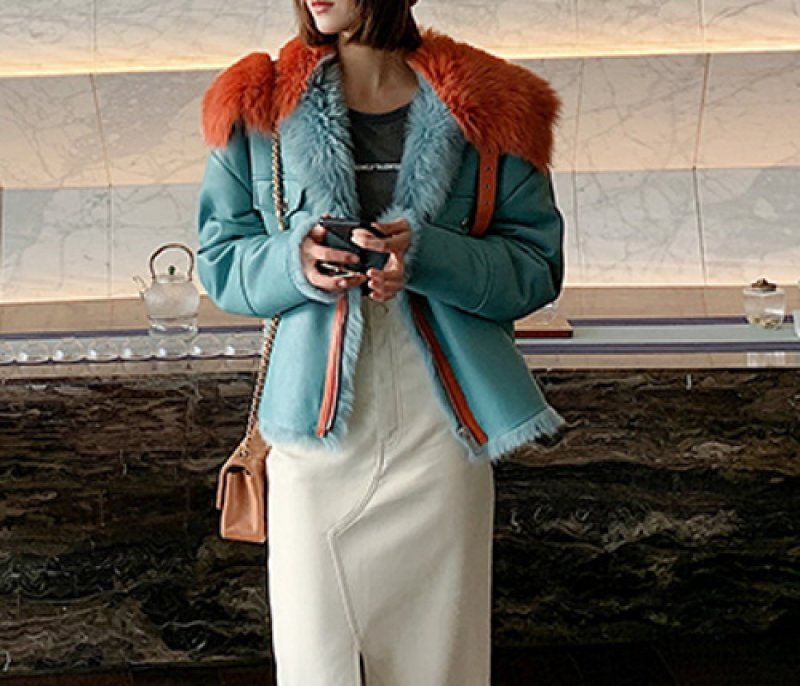 画像11:  Spain Tuscany  lamb fur coat Riders jacket トスカーナシープ羊毛ハーフコート ライダースジャケット  (11)