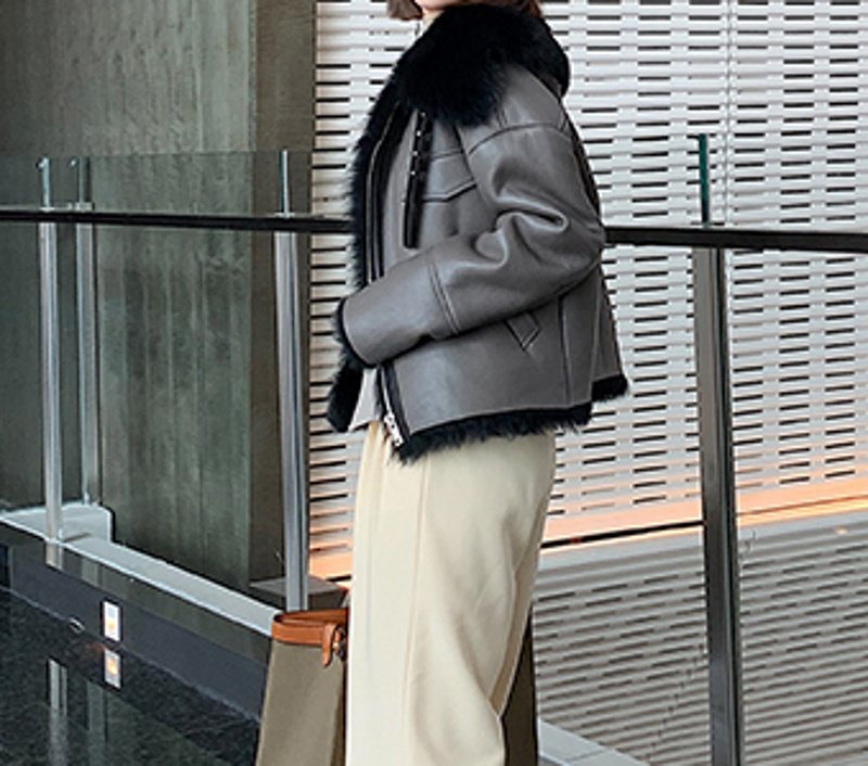 画像8:  Spain Tuscany  lamb fur coat Riders jacket トスカーナシープ羊毛ハーフコート ライダースジャケット  (8)