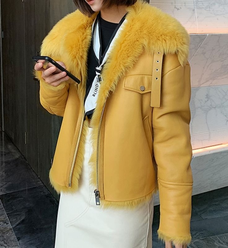 画像6:  Spain Tuscany  lamb fur coat Riders jacket トスカーナシープ羊毛ハーフコート ライダースジャケット  (6)