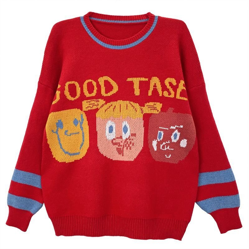 画像3: Comic braided unisex oversized sweater   ユニセックスコミック編み込み男女兼用オーバーサイズセーター (3)