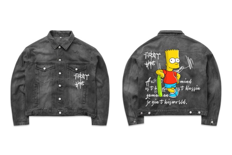 画像6: skateboard Simpson hand drawn Loose Denim Jacket men and women メンズ ユニセックス 男女兼用 スケートボードシンプソンデニムジャケット Gジャン コート (6)