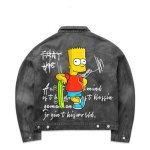 画像2: skateboard Simpson hand drawn Loose Denim Jacket men and women メンズ ユニセックス 男女兼用 スケートボードシンプソンデニムジャケット Gジャン コート (2)