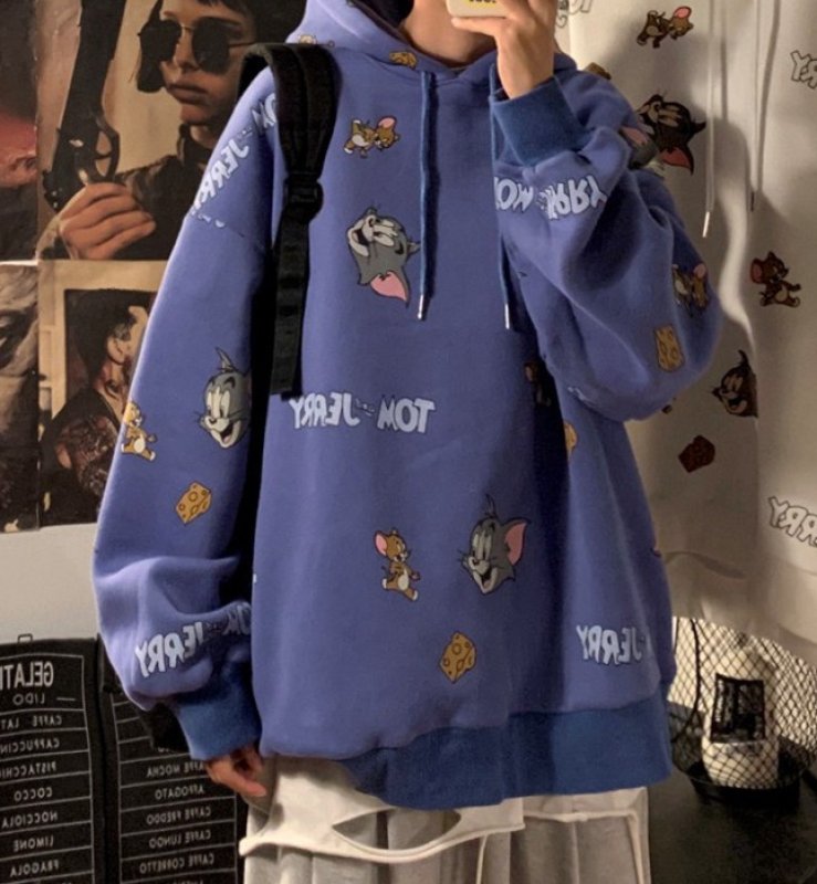 画像7: Tom & Jerry Hip hop Hoody Sweatshirt for Men and Women long-sleeved Hoodie 　トム＆ジェリー トムとジェリースウェッフーディパーカー男女兼用　ユニセックス (7)