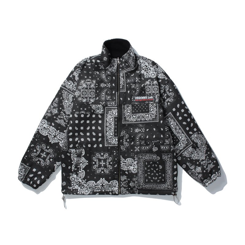 画像11: Unisex Paisley Reversible Stand Collar Jacket Blouson  メンズ ユニセックス 男女兼用 男女兼用ペイズリーリバーシブルスタンドカラージャケットブルゾンコート (11)