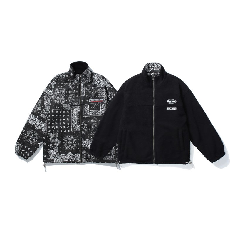画像5: Unisex Paisley Reversible Stand Collar Jacket Blouson  メンズ ユニセックス 男女兼用 男女兼用ペイズリーリバーシブルスタンドカラージャケットブルゾンコート (5)