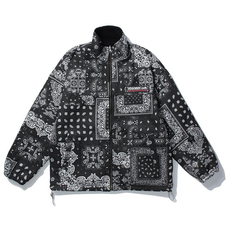 画像12: Unisex Paisley Reversible Stand Collar Jacket Blouson  メンズ ユニセックス 男女兼用 男女兼用ペイズリーリバーシブルスタンドカラージャケットブルゾンコート (12)