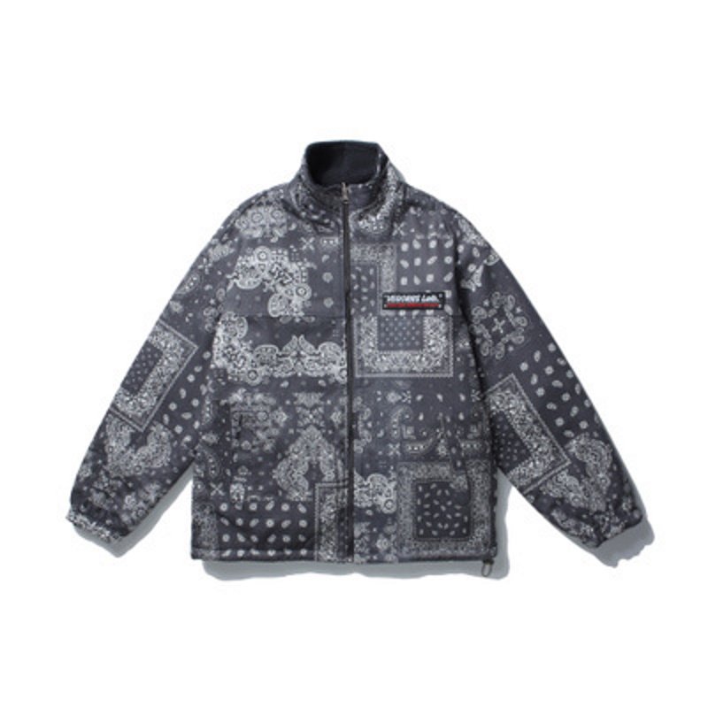 画像2: Unisex Paisley Reversible Stand Collar Jacket Blouson  メンズ ユニセックス 男女兼用 男女兼用ペイズリーリバーシブルスタンドカラージャケットブルゾンコート (2)