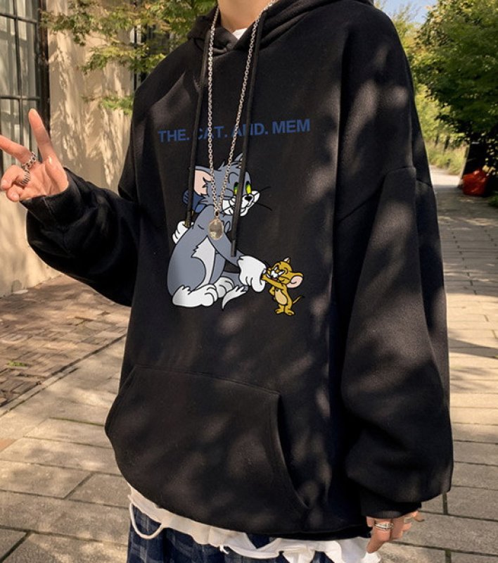 画像7: Unisex Tom & Jerry Print Hoodie Hoody Sweatshirt    トムとジェリートム＆ジェリープリントスウェッフーディパーカー男女兼用　ユニセックス (7)