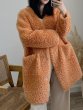 画像4:  V-neck Sheep shearling Lamb hair coat   Vネックラムシャーリングシンプルコート (4)