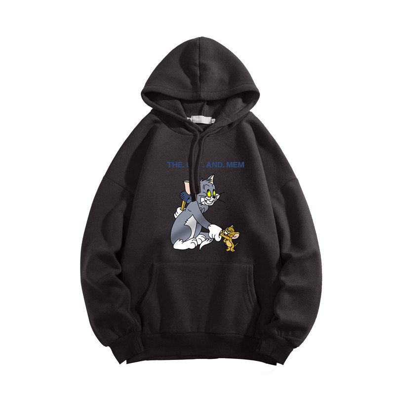 画像1: Unisex Tom & Jerry Print Hoodie Hoody Sweatshirt    トムとジェリートム＆ジェリープリントスウェッフーディパーカー男女兼用　ユニセックス (1)