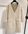 画像13:  V-neck Sheep shearling Lamb hair coat   Vネックラムシャーリングシンプルコート (13)