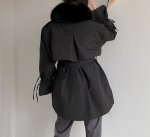 画像8: Down jacket mid-length big fur collar parker coat   ミドル丈ビッグファーカラーパーカーコート (8)