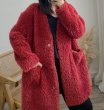 画像5:  V-neck Sheep shearling Lamb hair coat   Vネックラムシャーリングシンプルコート (5)