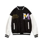 画像1: Unisex Street fashion Daisy embroidery Oversized men's loose  hip-hop jacket uniform  Blouson 　ユニセックス 男女兼用オーバーサイズストリートデイジー刺繍ベースボールジャンパー スタジャン MA-1 ボンバー ジャケット ブルゾン (1)