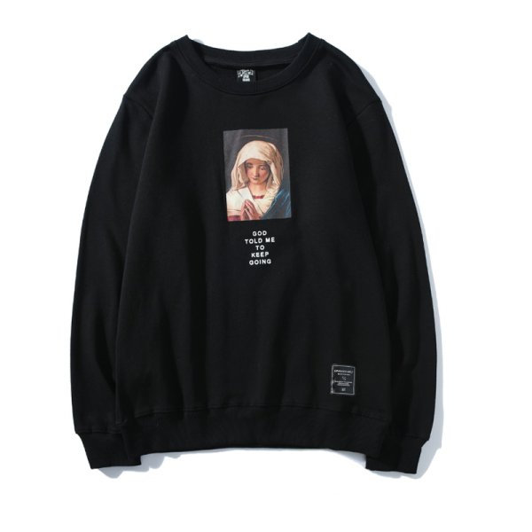 画像1: Unisex Virgin angel Maria Print Sweatshirt   マリアプリントスウェットトレーナー　プルオーバー男女兼用　ユニセックス (1)