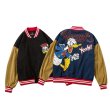 画像4: Unisex Street fashion Donald Duck Corduroy Oversized men's loose  hip-hop jacket uniform  Blouson 　ユニセックス 男女兼用オーバーサイズストリートドナルドダックコーデュロイベースボールジャンパー スタジャン MA-1 ボンバー ジャケット ブルゾン (4)