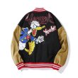 画像1: Unisex Street fashion Donald Duck Corduroy Oversized men's loose  hip-hop jacket uniform  Blouson 　ユニセックス 男女兼用オーバーサイズストリートドナルドダックコーデュロイベースボールジャンパー スタジャン MA-1 ボンバー ジャケット ブルゾン (1)