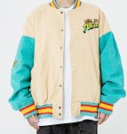 画像6: Unisex oversized  Cartoon embroidery corduroy baseball uniform stadium jumper Hip hop Baseball uniform  Blouson 　ユニセックス 男女兼用オーバーサイズコミックベースボールジャンパー スタジャン MA-1 ボンバー ジャケット ブルゾン (6)
