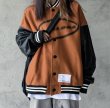 画像6: Unisex oversized Leather sleeve  baseball uniform stadium jumper Hip hop Baseball uniform  Blouson 　ユニセックス 男女兼用オーバーサイズハイストリートベースボールジャンパー スタジャン MA-1 ボンバー ジャケット ブルゾン (6)