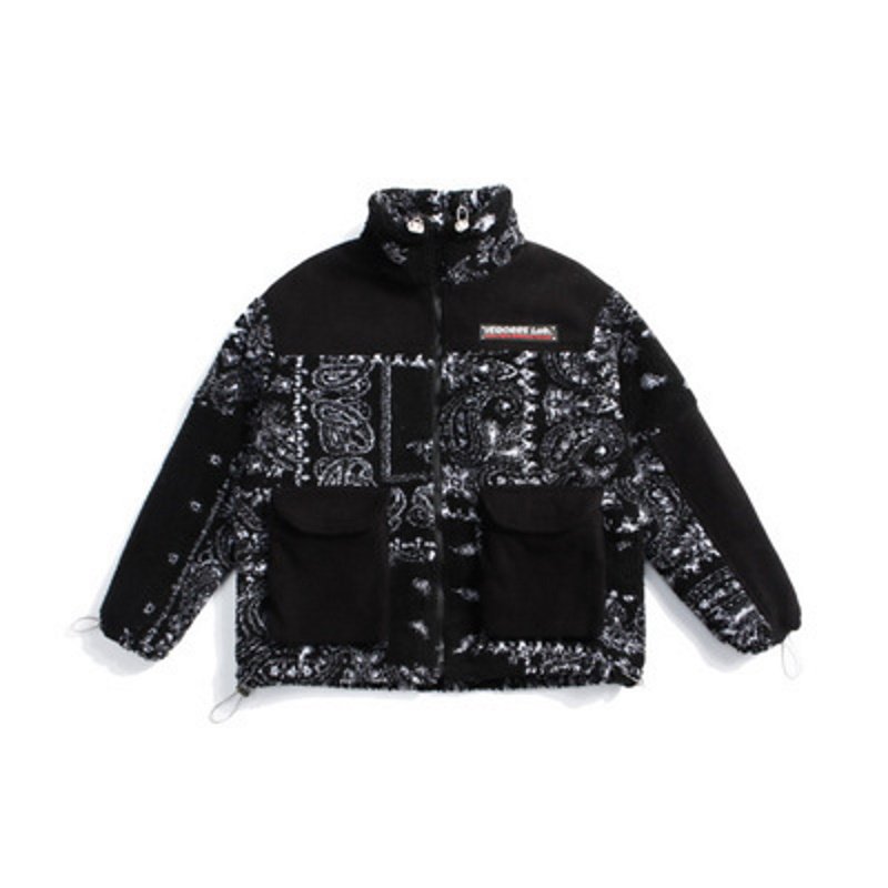 画像10: Unisex Paisley fleece stand collar Quilted jacket coat Blouson  メンズ ユニセックス 男女兼用ペイズリーフリーススタンドカラーキルティングジャケット　コート  (10)