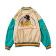 画像2: Unisex oversized  Cartoon embroidery corduroy baseball uniform stadium jumper Hip hop Baseball uniform  Blouson 　ユニセックス 男女兼用オーバーサイズコミックベースボールジャンパー スタジャン MA-1 ボンバー ジャケット ブルゾン (2)