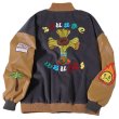 画像3: SALE セール 即納 Unisex Street fashion  Embroidery contrast Oversized men's loose  hip-hop jacket uniform  Blouson  ユニセックス 男女兼用オーバーサイズストリートスリーブレザー刺繍ベースボールジャンパー クロス スタジャン MA-1 ボンバー ジャケット ブルゾン (3)