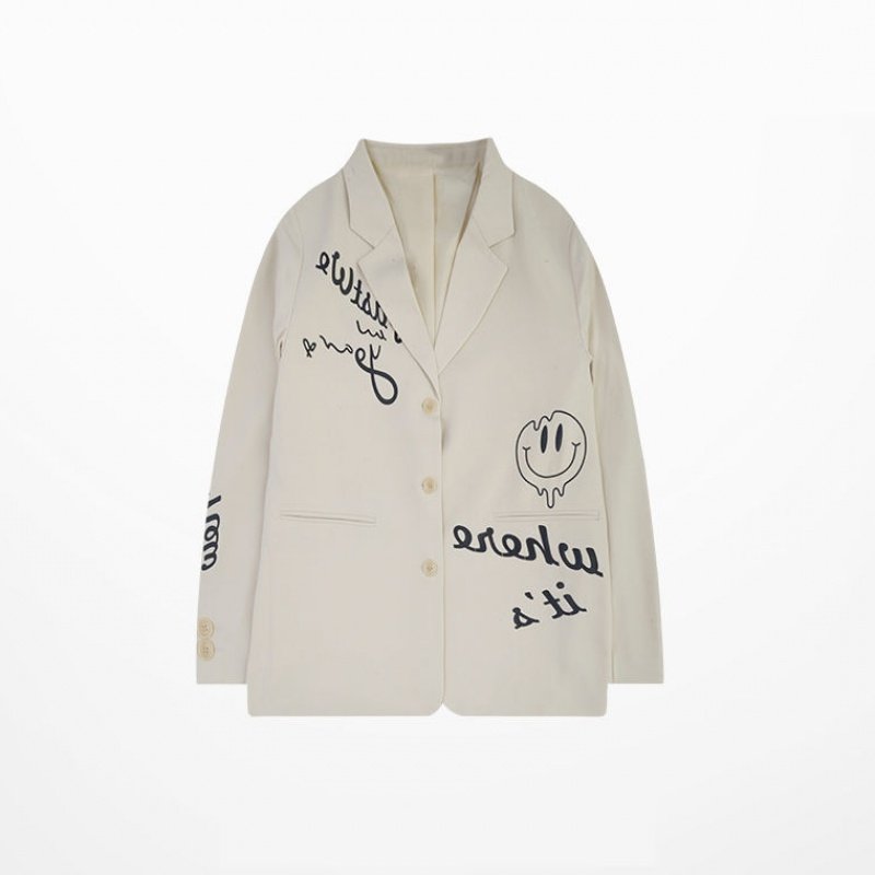 画像2: Unisex Smile & Letter Paint Jacket　ユニセックス 男女兼用スマイル＆レターペイントジャケット (2)