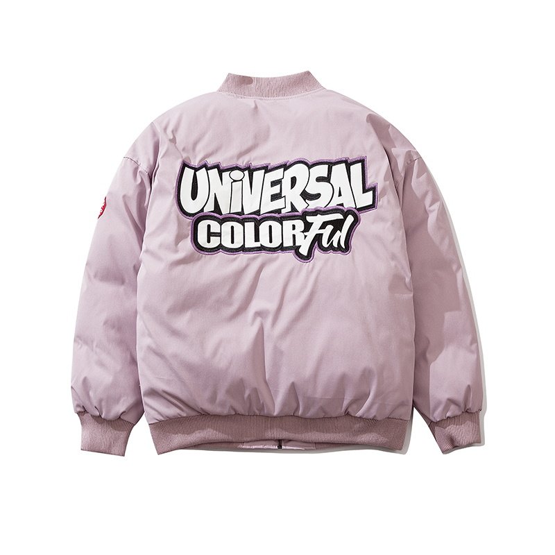 画像4: Letter flocking embroidery　ユニセックス 男女兼用 レターロゴジップアップスタジアムジャンパー ジャケット ブルゾン (4)