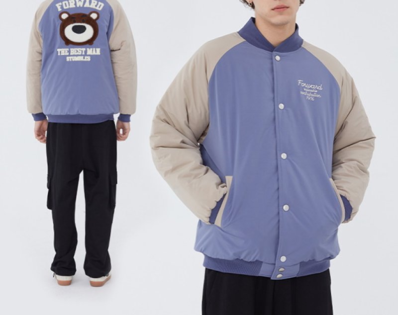 画像5: Cubs baseball  Loose baseball uniform couple cotton jacket ユニセックス 男女兼用カブス野球ユニフォーム刺繍 ジップアップスタジアムジャンパー ジャケット ブルゾン (5)