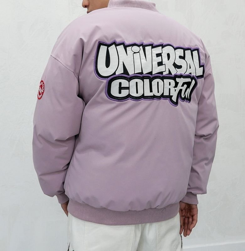 画像6: Letter flocking embroidery　ユニセックス 男女兼用 レターロゴジップアップスタジアムジャンパー ジャケット ブルゾン (6)