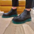 画像2: Men's   Leather Green Bottom Platform Ankle Boots and Nude Bootsshoes boots 　メンズグリーンボトムプラットフォームアンクルブーツ   (2)