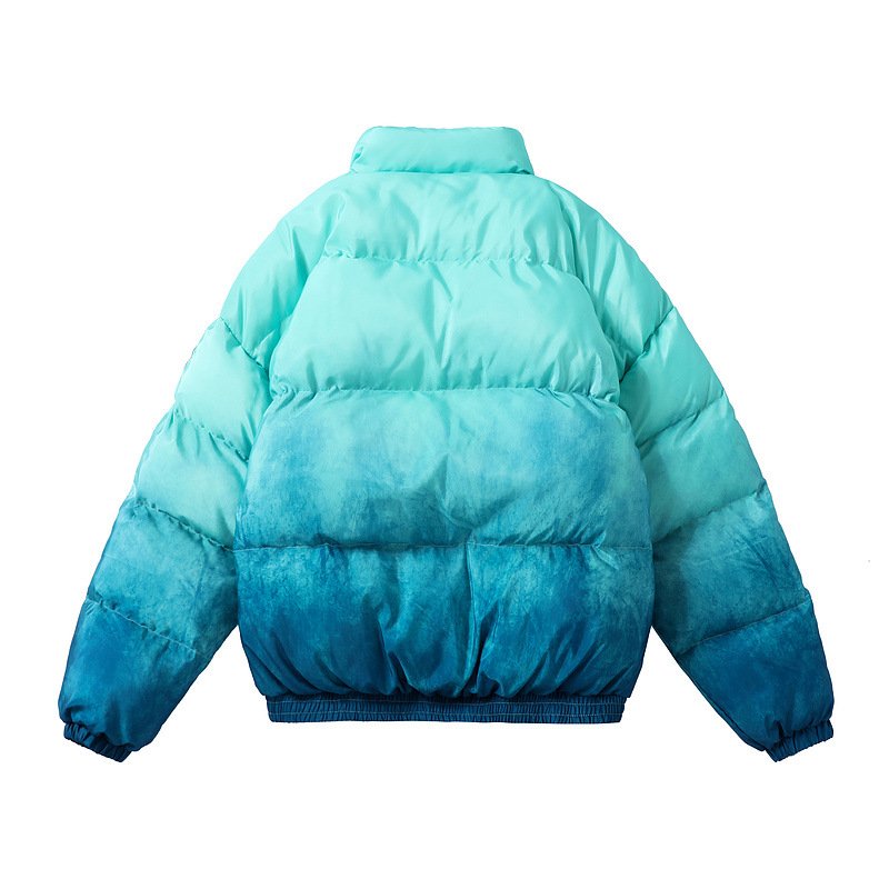 画像14: Men's Tie-dye gradient stand-up collar hip-hop loose cotton coat men and women jacket blouson coat ユニセックス 男女兼用 タイダイヒップホップダウンジャケット ブルゾン (14)